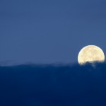 Desert sky at night with setting full moon, Tucson, Arizona